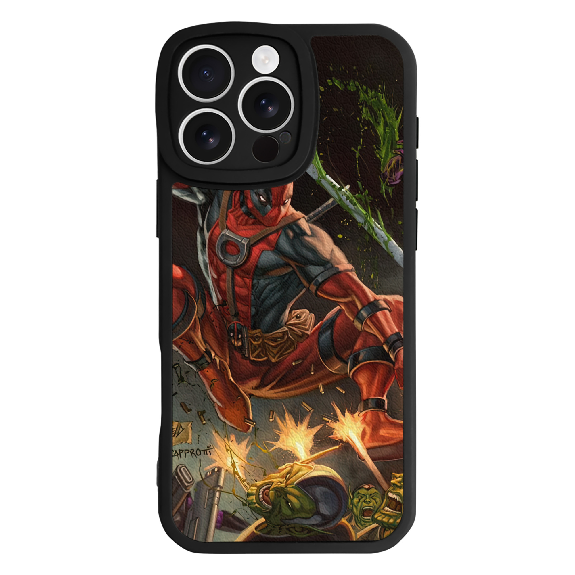（画像用） Deadpool デッドプール 【iPhone 16シリーズ対応】シリコンスマホケース（レザー調） 材質：シリコン